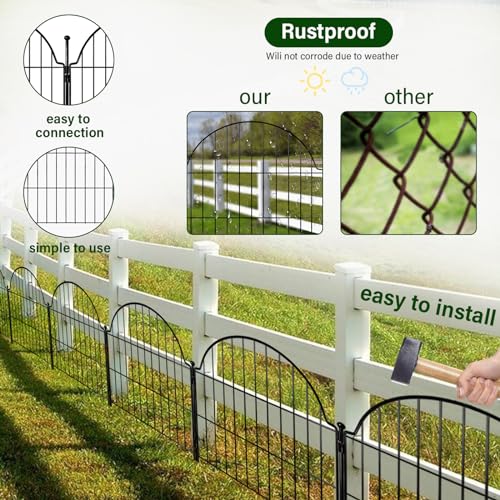 6 Panels No Dig Decorative Garden Fence for Yard (Black / 24 in(H))