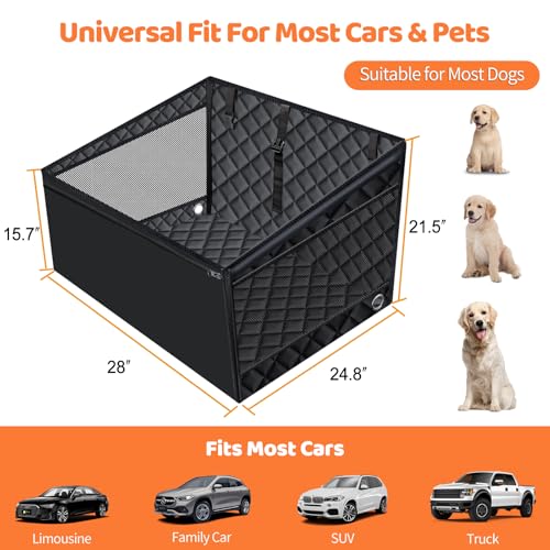 Hard Bottom Dog Car Seat for Back Seat (Carbon Black / Standard - 54" Length)