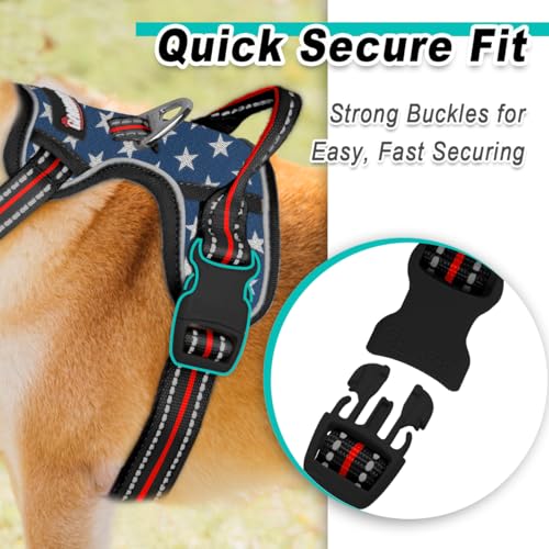 Dog Harness for Medium Sized Dog No Pull Mesh 2 Clips Dog Vest (Medium / Blue Star-Mesh)