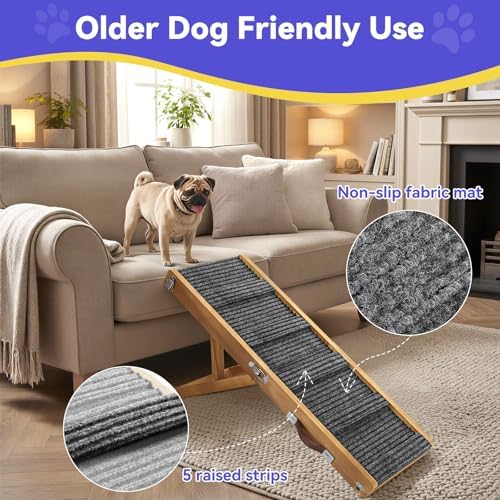 2026 Upgraded Small Dog Ramp for Couch Foldable (D-walnut / 80×30cm-for couch)