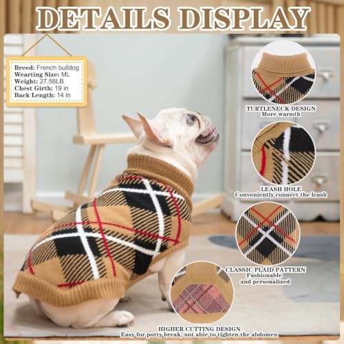 Fall Dog Sweater for Small Medium Large Dogs (Beige / Medium(Back Length 16"))