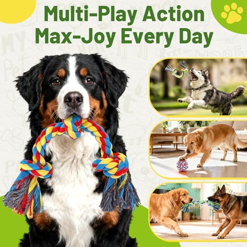 9 Pack Dog Rope Toys for Large Dogs (Assorted Colors)