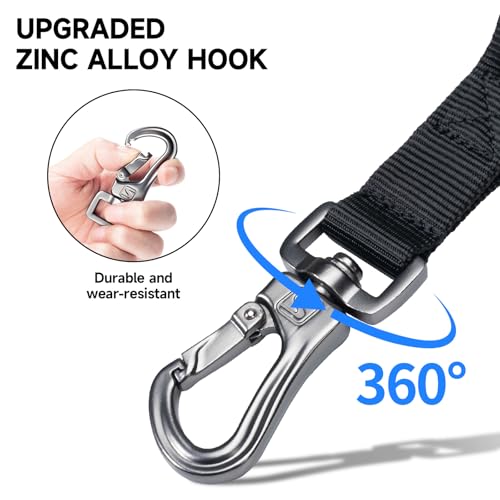 Military Nylon Bungee Dog Leash Elastic Leads (Black)