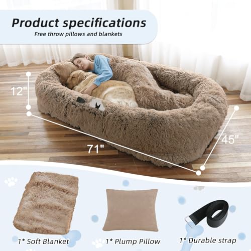 Human Dog Bed for Adult (71.0"L x 45.0"W x 12.0"Th / Khaki)