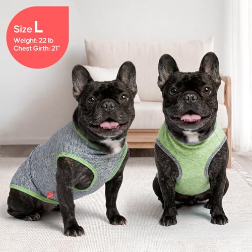 2Pack Dog Shirt for Small Dogs Sun Protection Tank Top for Summer (Small (4-7lbs) / 5# 2Pack (Green+Grey))