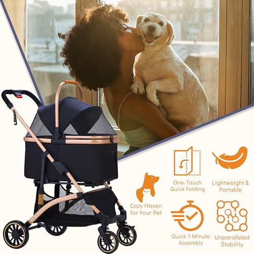 Pet Stroller for Small Dogs Cats (Black)
