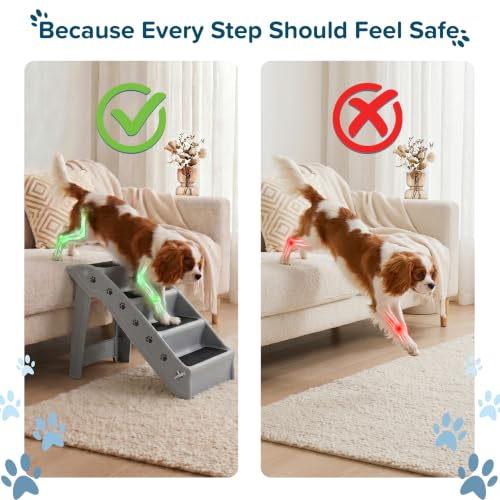 Lightweight Durable Plastic Dog Stairs (Gray)
