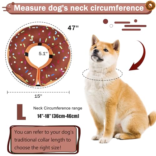 Recovery Donut Collar for Dogs & Cat (Brown / L（neck 14"-18"）)