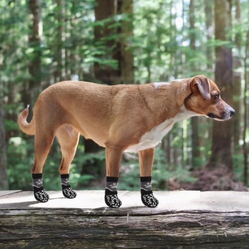 Dog Socks Shoes for Hot Pavement (Grey+black / Medium(4 Pack))