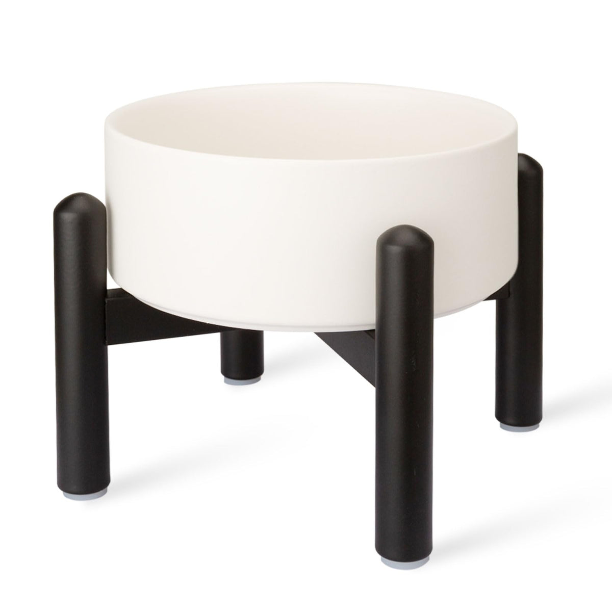 Raised Ceramic Dog Bowl Set with Stand (White / 1 Bowl - 3.5 Cups)