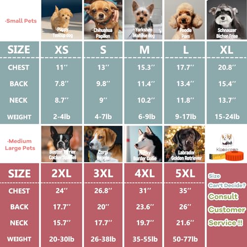 Dog Shirts Breathable Cotton Stretchy (Sunny Red & Smoky Blue / XL-(15~24lb) | Chest(~20.8"))