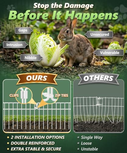 42.5FT No Dig Animal Barrier Fence Panels (42.5 ft(L) X 13 in(H), 30 Pack / White)