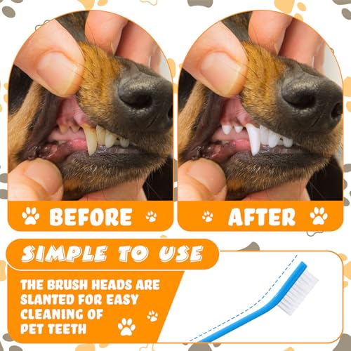 15 Pcs Dog Toothbrush Dual Headed Dental Brushes Puppy Tooth Brushing Kit Long Handle Toothbrush for Large and Small Dogs Cats Most Pets Teeth Cleaning Oral Care Supplies (Colorful)