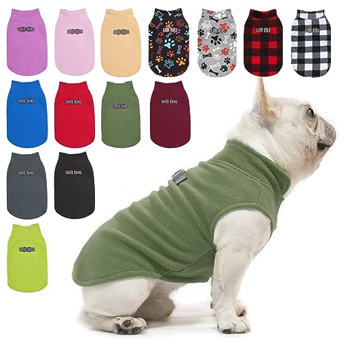 Dog Fleece Vest Sweater Winter Jacket for Small and Medium Dogs with D (Large / ARMY GREEN)