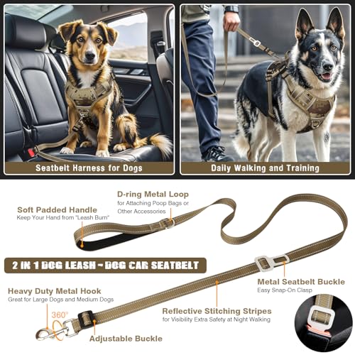 Tactical Service Dog Vest and Leash Set with 10 Patches Camo S (Small / Desert Camo)