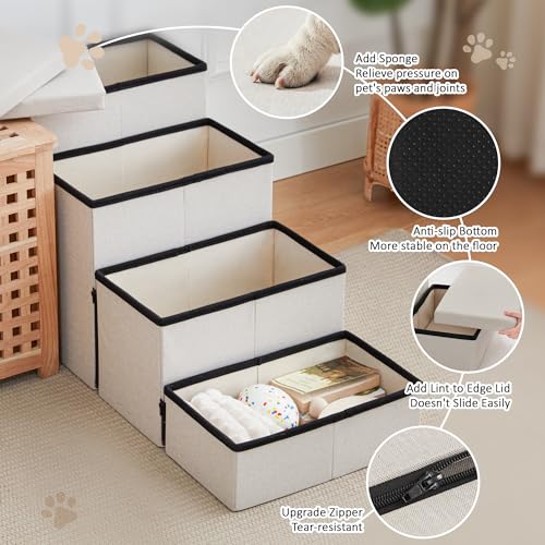 Dog Stairs for High Bed (Beige / 37.4" X 17" X 21.3" H)