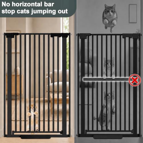 51'' Extra Tall Cat Gate Barrier for Doorways Hallways (Black-51"tall / 30''-32.6''Wide)