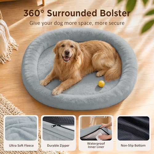 Waterproof Orthopedic Dog Bed for Large Dogs (Silver / 44"L x 32"W x 7.5"Th)