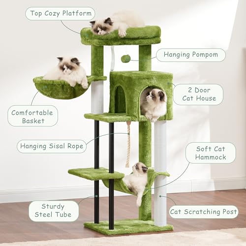 Cat Tree 43.3'' Cat Tower with Hammock for Kittens GCT004SGR (43.3 inches / Green)