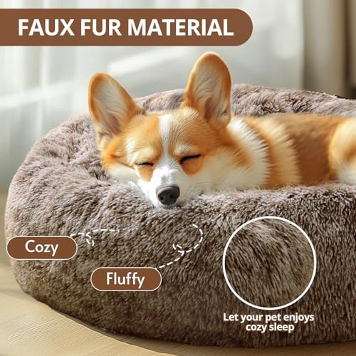 Calming Dog Beds Large Sized Dog (Smoke Brown / 36.0"L x 36.0"W x 8.0"Th)