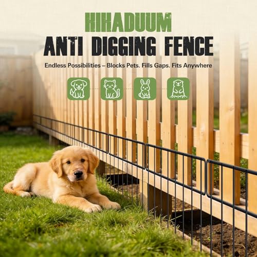 20Ft(L) X 13Inch(H) Animal Barrier Fence - 14 Pack Garden Fence Animal Barrier Garden Border Rustproof Metal No Dig Fence Panels for Dog Rabbit Defense Bottom Blocker for Outdoor Yard Patio (Black | 20 ft(L) X 13 in(H) ,14 pack / Black)