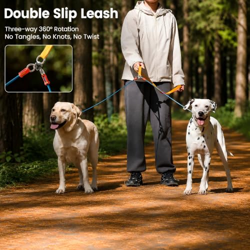Slip Lead Leash 2 Dogs (Green / w/o Handle)