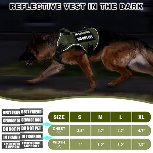 Service Dog in Training Mesh Harness with 10 Removale Pet Patches (Medium / Green)