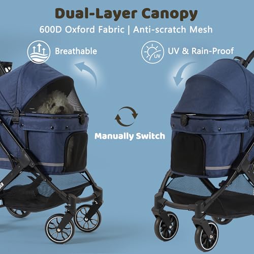 All Terrain Dog Stroller for Small to Medium Dogs (Midnight Blue)