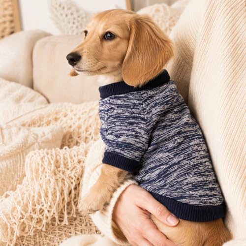 4 Pack Dog Sweaters for Small Dogs Girl Boy Winter Fleece Clothes Warm Soft Dog Sweatshirt Outfit for Dogs Cats Pet Apparel (Rose red+Bright Blue+Navy Blue+Purple / Medium)