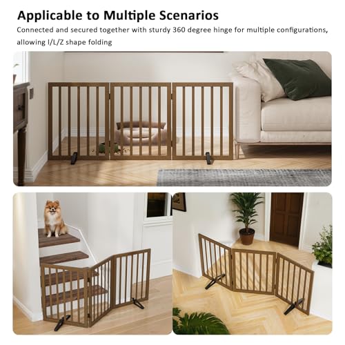 Dog Gate for Stairs (Black Walnut / 3 Panel - 55 inches Wide)