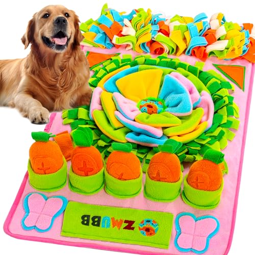 Pet Snuffle Mat for Dogs Sniff Mat Nosework Feeding Mat Slow Feeder Interactive Dog Puzzle Toys for Training and Stress Relief Encourages Natural Foraging Skills (31''x19''（pink）)