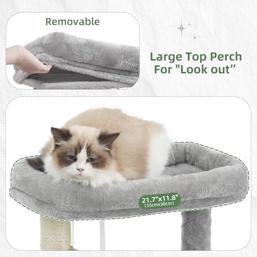 Cat Tree Cat Tower with Sturdy Steel Tube (70.5 inches / Light gray)