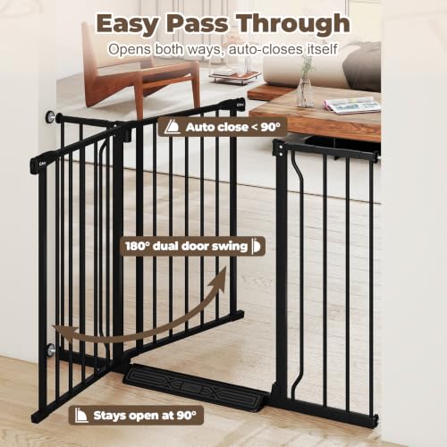 29" 45" Baby Gate for Stairs & Doorways (Black / 29-45"Wide, 30"Tall)