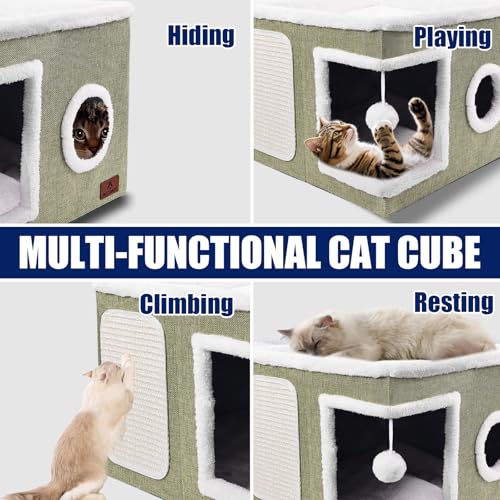 Cat Beds for Indoor Cats (Green / Single)