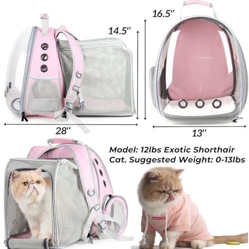 Cat Carrier Backpack (Square Back Expandable-Pink)