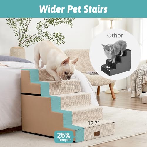 Dog Stairs for Small Dogs (Beige / 19.7x29.5x23.6 inch)