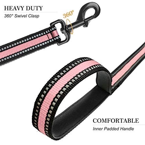 Nylon Short Traffic Leash with Padded Handle (Wide-Pink)
