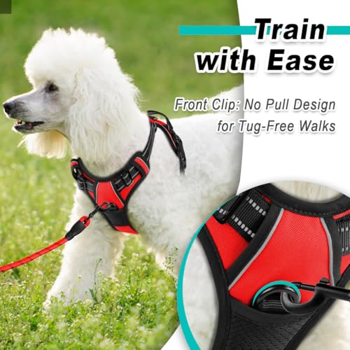 Dog Harness for Small Sized Dog No Pull 2 Leash Clips Dog Vest (X-Small / Red)