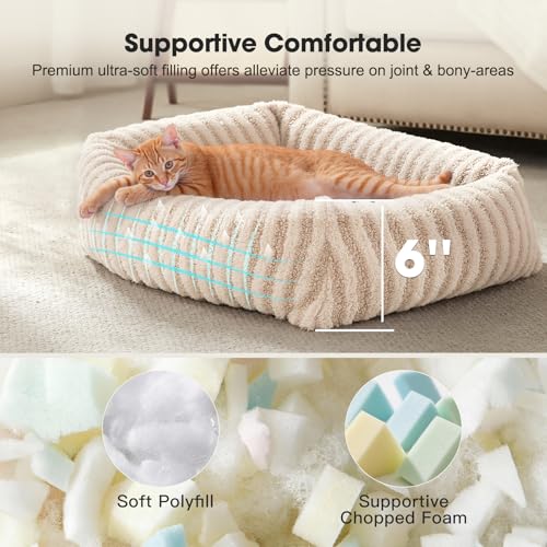 Dog Beds for Small Dogs Cats (White / S(20"Lx19"Wx6"Th))