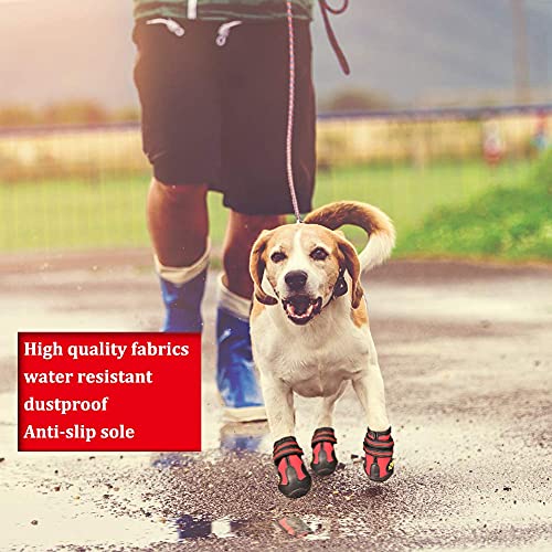 Dog Boots & Paw Protectors Non (Size 3: （2.5''x1.9'')(L*W) for 23-33 lbs / Red)