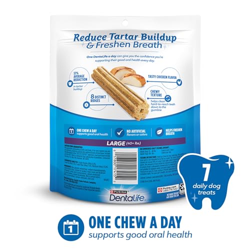 Purina Dentalife Daily Oral Care Chicken Flavor Large Breed Dog Dental Chews (7 Count (Pack of 4))