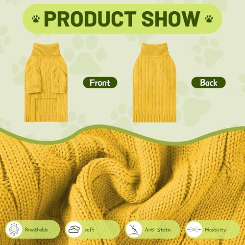 Small Dog Thermal Pullover Sweater (Yellow(Order One Size Up) / Large)
