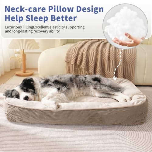 FAIRYPET Deluxe Plush Dog Beds for Medium to Large Dogs (Light brown)