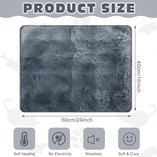 3 Pack Dark Gray Self Warming Cat Bed Indoor 16''x24'' Self Heating Cat Mat Ultra Soft Thermal Kitten Bed Heated Pet Dog Pad Washable Removable for Outdoor Use Non Slip Reflect Body Heat (16''x24'' / Dark Gray)
