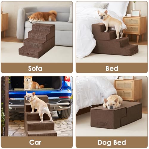 Dog Stairs for Bed 20" H (Brown / Extra Wide 16.5" x 28" x 20")
