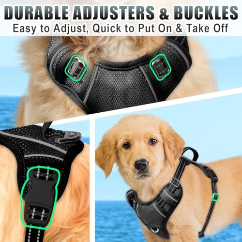 Dog Harness for Small Sized Dog No Pull Dog Vest ID Tag Pocket (Black / X-Small)