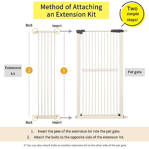 55.12" Extra Tall Pet Gate Extension Kit 12.6" Wide Cream (55.12" H-cream / 12.60" W, Extension)