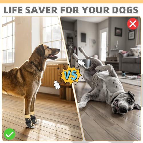 Dog Socks Shoes for Hot Pavement to Prevent Licking Paws (khaki / Large (4 Pack))