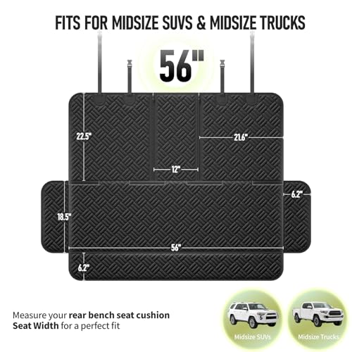 Dog Car Seat Cover for Back Seat (Black / Large-56"W)