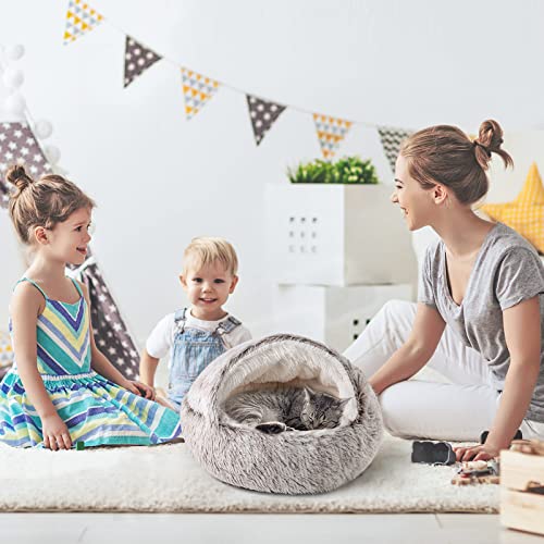 Cat Bed Cat Beds for Indoor Cats with Covered Hooded (21.0"L x 21.0"W x 15.0"Th / coffee)